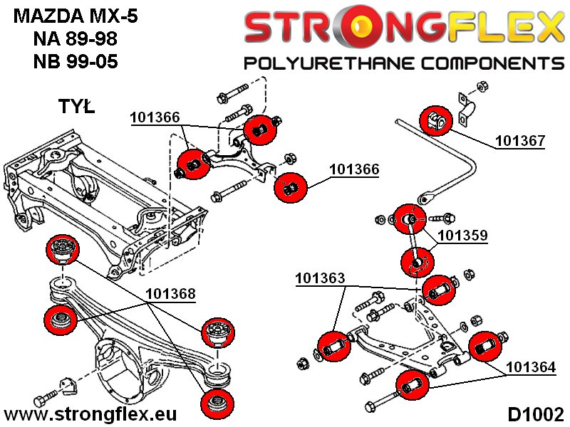 Rear lower outer suspension bush