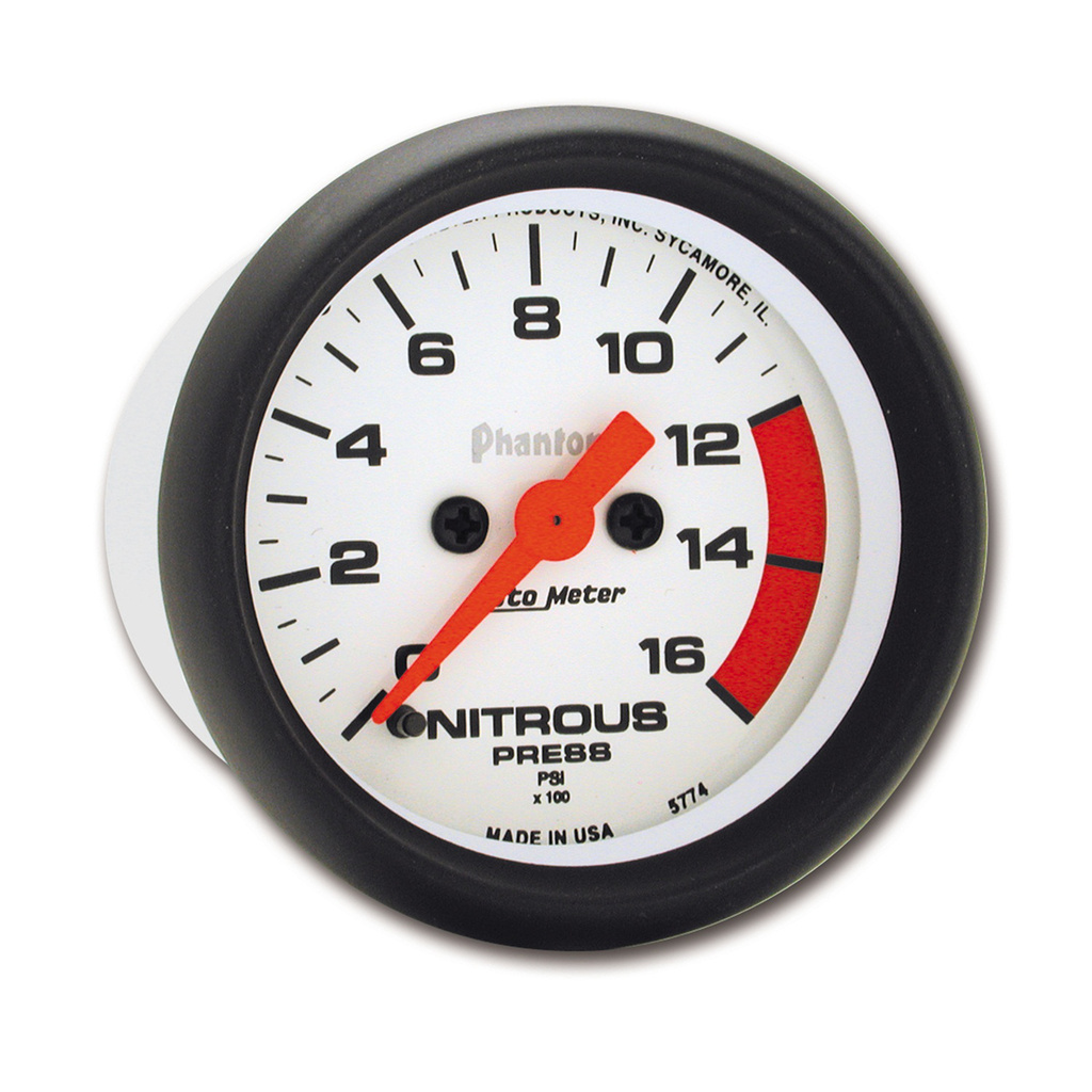2-1/16" Nitrous Pressure, 0-1600 Psi, Phantom