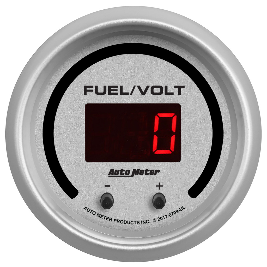 2-1/16" Two Channel Fuel Level / Voltmeter, 0-100%/8-18v, Ultra-Lite Elite Digital