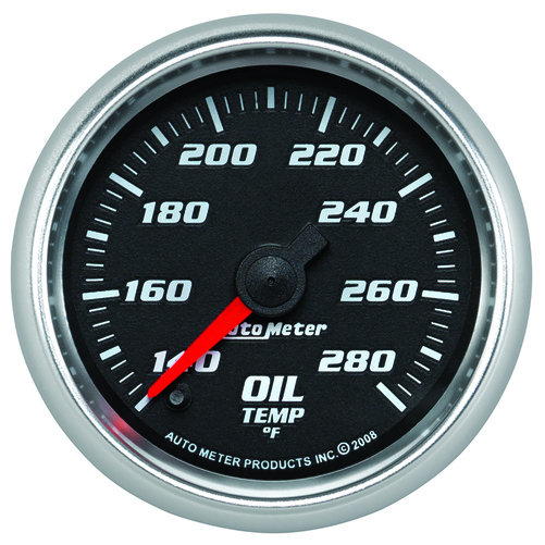 2-1/16" Oil Temperature, 140-280 °F, Black, Pro-Cycle