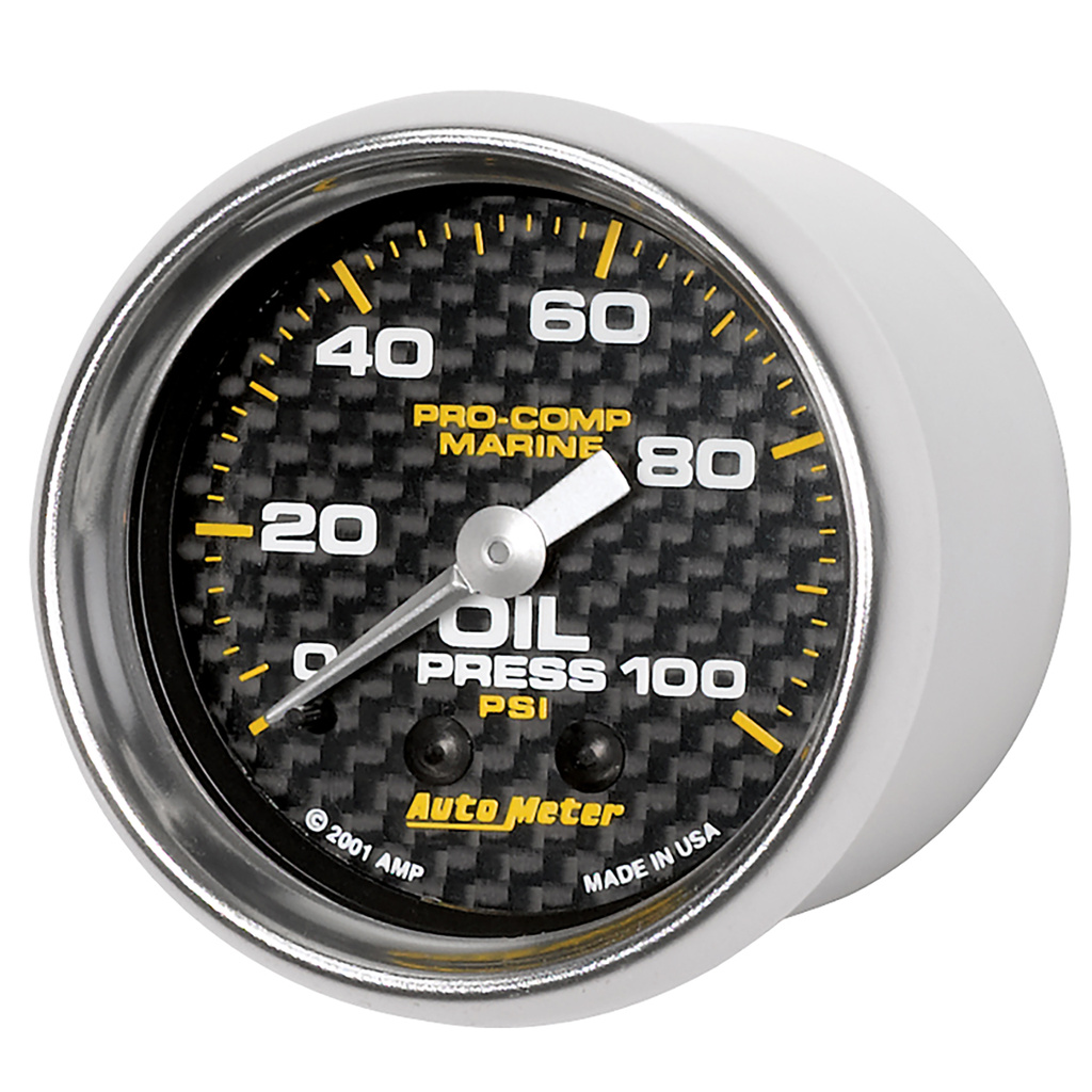 2-1/16" Oil Pressure, 0-100 Psi, Marine Carbon Fiber