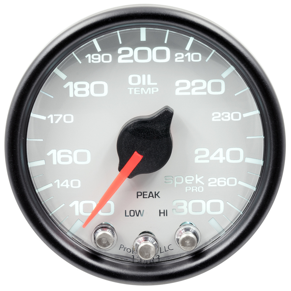 2-1/16" Oil Temperature, 100-300 °F, Spek-Pro, White/Black